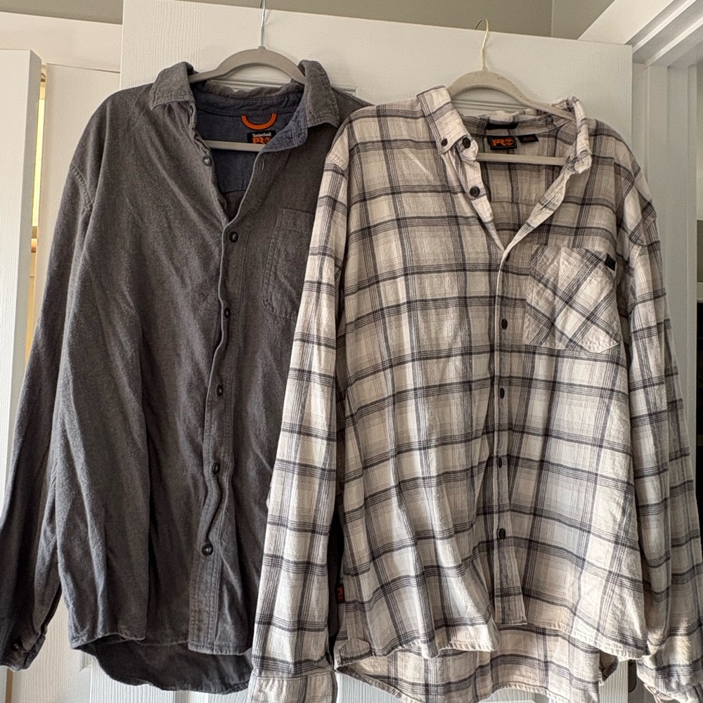 Timberland PRO Men's Long-Sleeve Gray and White Button-Down Shirts